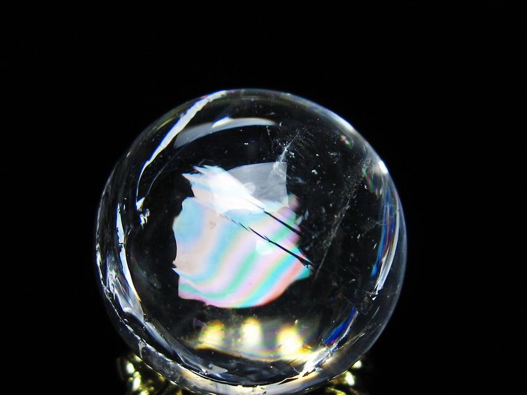 アイリスクォーツ 水晶 丸玉 虹入り 25mm スフィア 置物 水晶玉 一点物 141-7041
