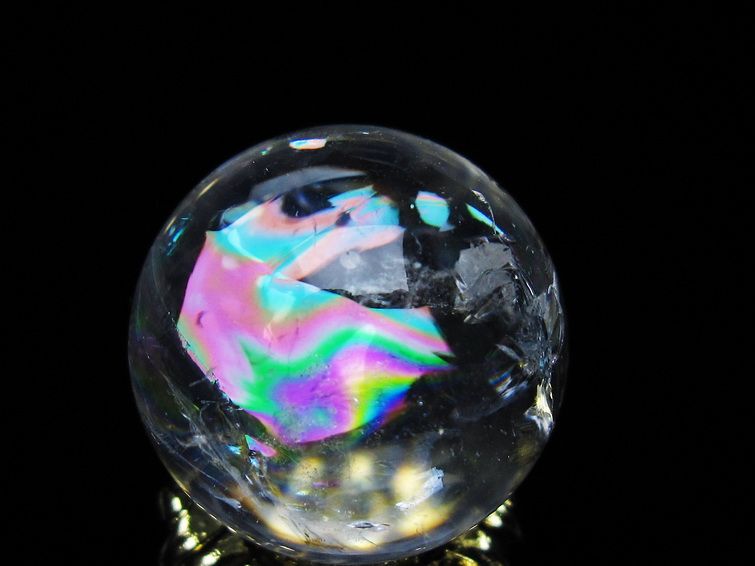 アイリスクォーツ 水晶 丸玉 虹入り 25mm スフィア 置物 水晶玉 一点物 141-7046