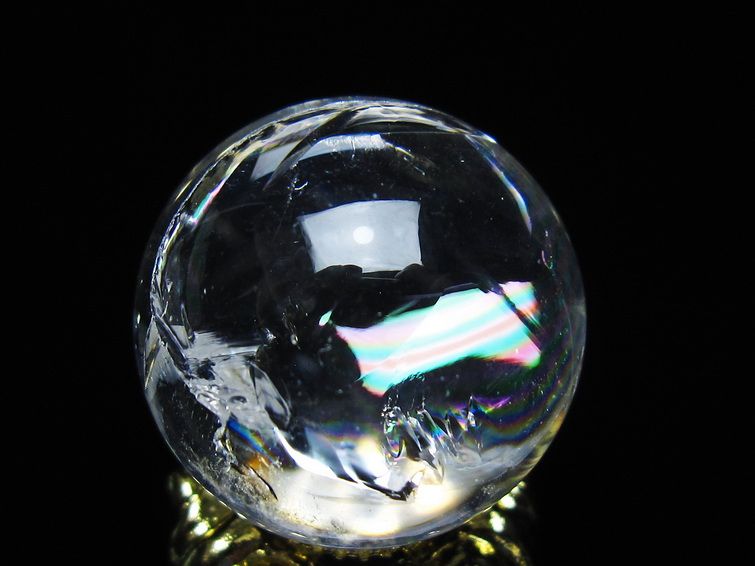 アイリスクォーツ 水晶 丸玉 虹入り 26mm スフィア 置物 水晶玉 一点物 141-7049