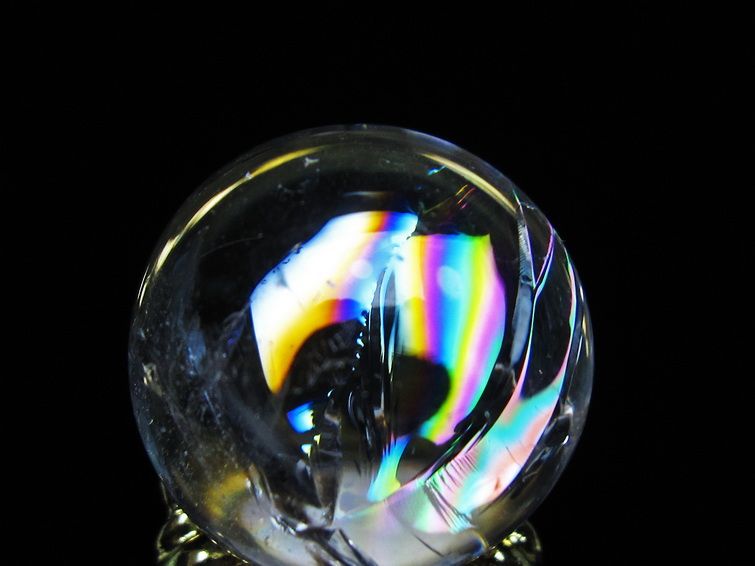 アイリスクォーツ 水晶 丸玉 虹入り 26mm スフィア 置物 水晶玉 一点物 141-7057