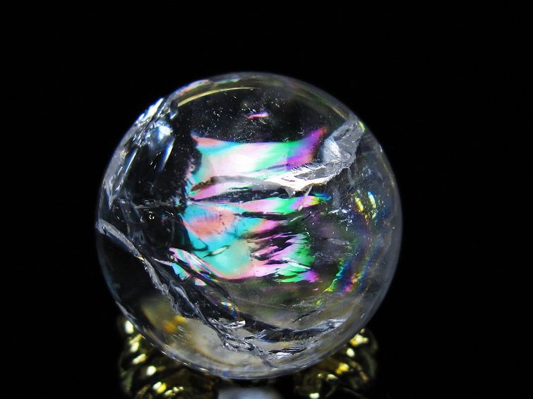 アイリスクォーツ 水晶 丸玉 虹入り 26mm スフィア 置物 水晶玉 一点物 141-7061