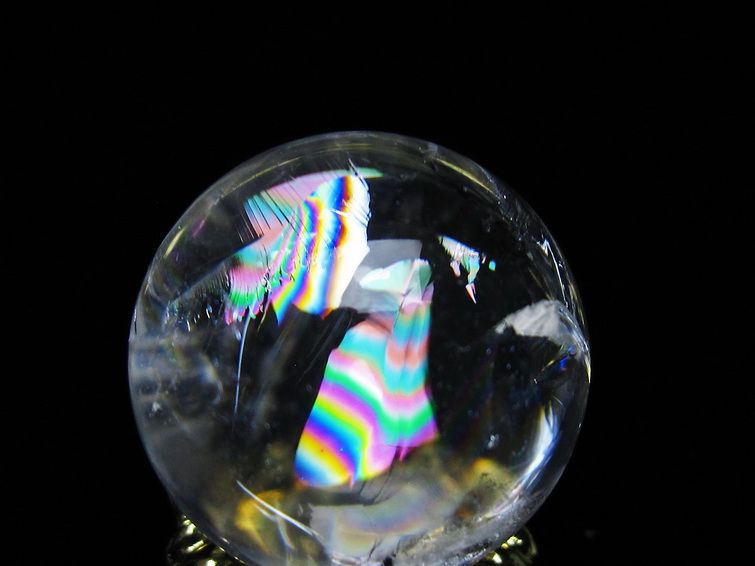 アイリスクォーツ 水晶 丸玉 虹入り 27mm スフィア 置物 水晶玉 一点物 141-7079