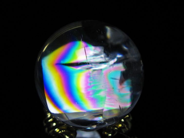 アイリスクォーツ 水晶 丸玉 虹入り 27mm スフィア 置物 水晶玉 一点物 141-7081