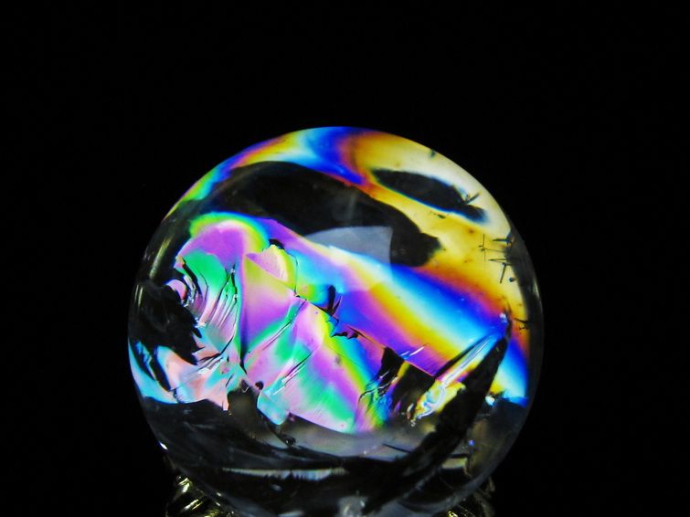 アイリスクォーツ 水晶 丸玉 虹入り 27mm スフィア 置物 水晶玉 一点物 141-7083