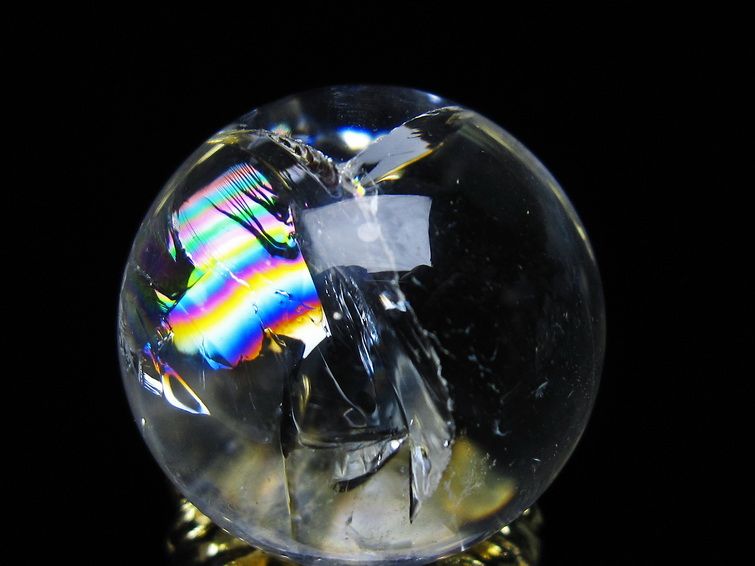 アイリスクォーツ 水晶 丸玉 虹入り 28mm スフィア 置物 水晶玉 一点物 141-7090