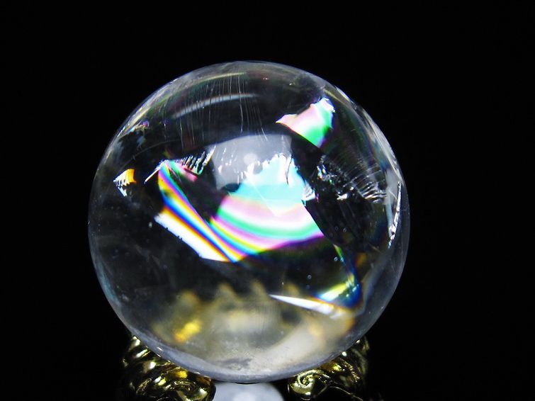 アイリスクォーツ 水晶 丸玉 虹入り 28mm スフィア 置物 水晶玉 一点物 141-7092