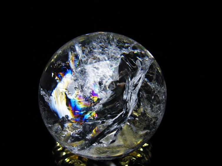 アイリスクォーツ 水晶 丸玉 虹入り 28mm スフィア 置物 水晶玉 一点物 141-7096