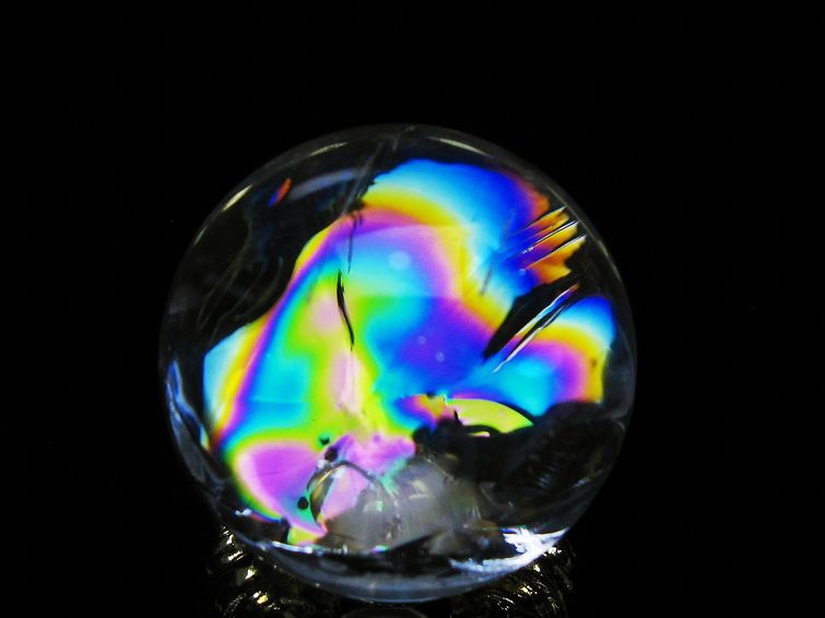 アイリスクォーツ 水晶 丸玉 虹入り 28mm スフィア 置物 水晶玉 一点物 141-7098