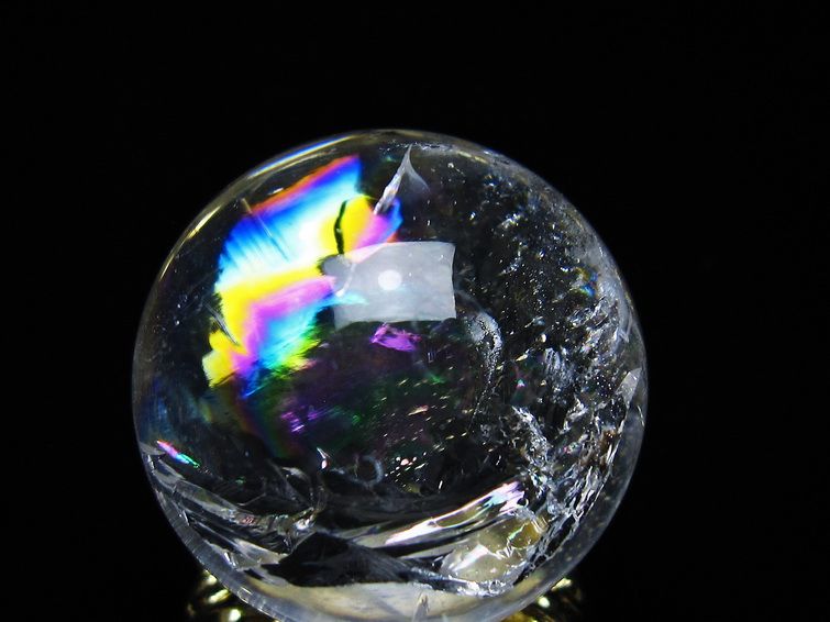 アイリスクォーツ 水晶 丸玉 虹入り 28mm スフィア 置物 水晶玉 一点物 141-7104