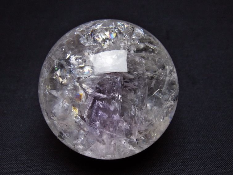 アメジスト 丸玉 虹入り 51mm スフィア amethyst 置物 一点物 141-7327