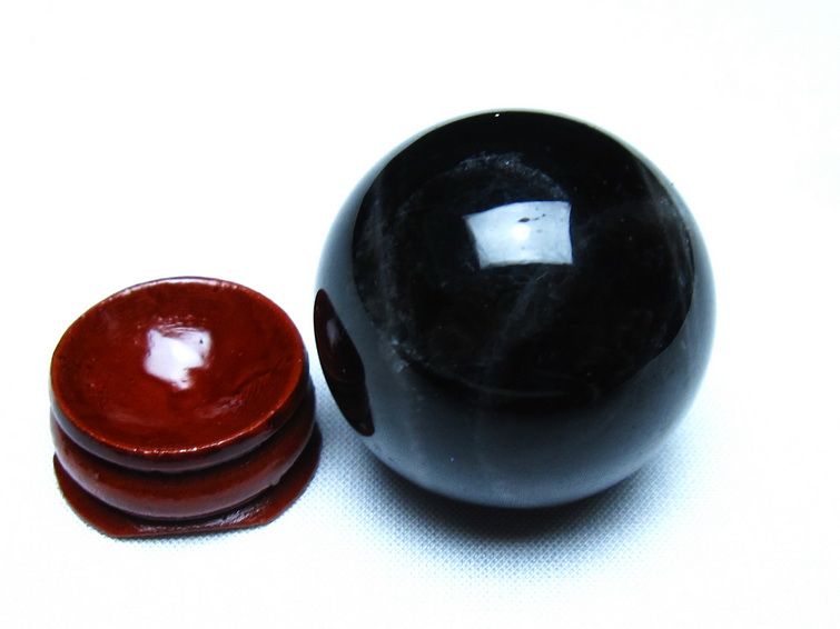 黒水晶 モリオン 丸玉 36mm スフィア 置物 原石 141-7442