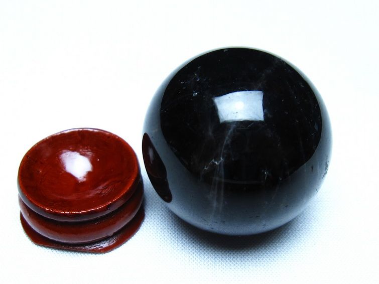 黒水晶 モリオン 丸玉 36mm スフィア 置物 原石 141-7444