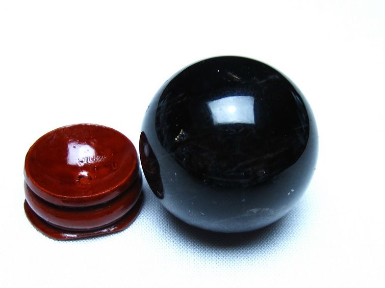 黒水晶 モリオン 丸玉 36mm スフィア 置物 原石 141-7451