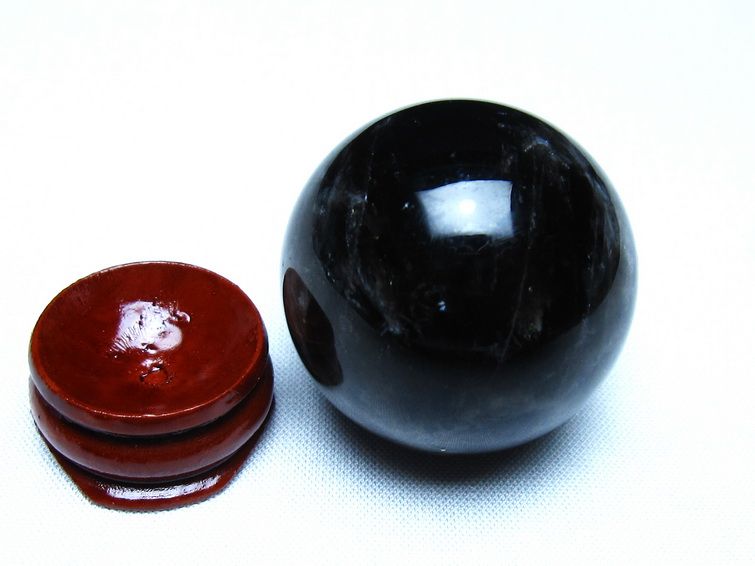 黒水晶 モリオン 丸玉 36mm スフィア 置物 原石 141-7453
