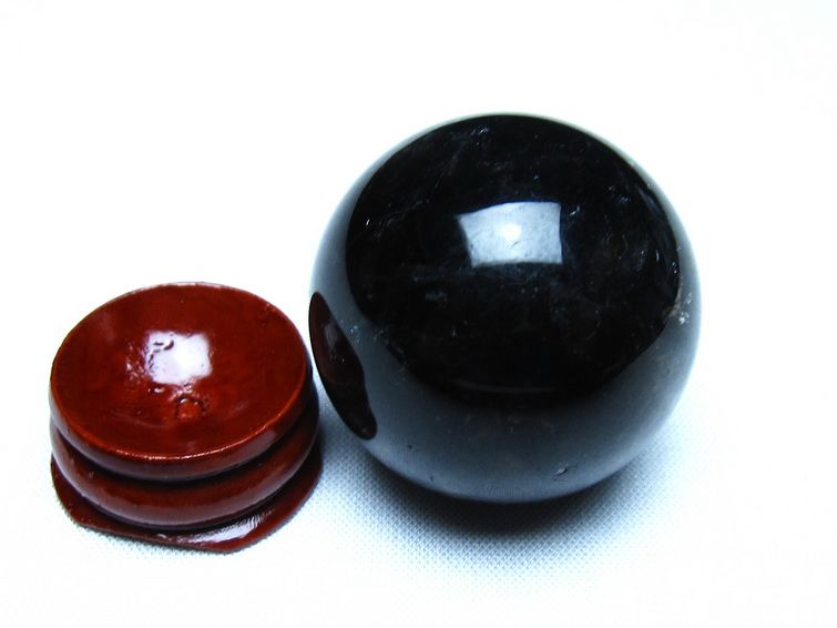モリオン 丸玉 黒水晶 丸玉 35mm スフィア 置物 原石 141-7482