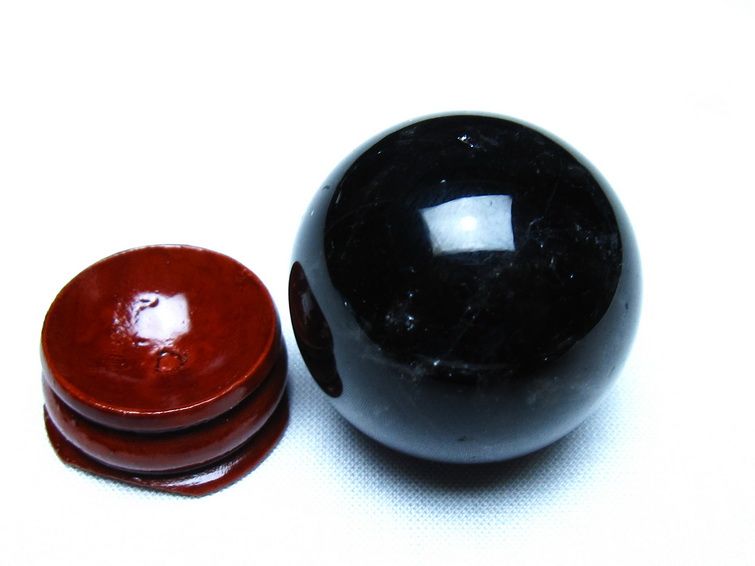 モリオン 丸玉 黒水晶 丸玉 34mm スフィア 置物 原石 141-7496