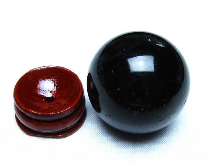 モリオン 丸玉 黒水晶 丸玉 34mm スフィア 置物 原石 141-7510