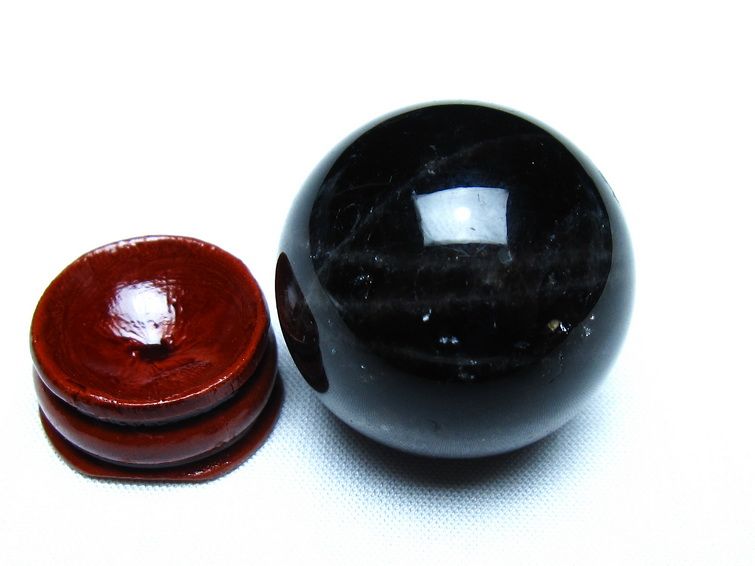 モリオン 丸玉 黒水晶 丸玉 34mm スフィア 置物 原石 141-7511