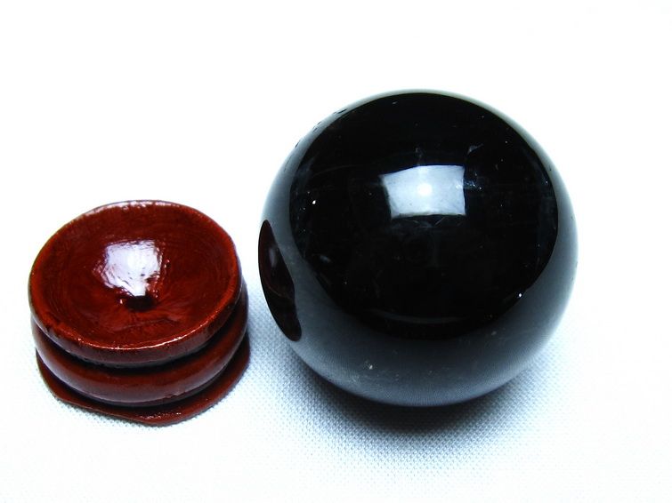 モリオン 丸玉 黒水晶 丸玉 34mm スフィア 置物 原石 141-7512