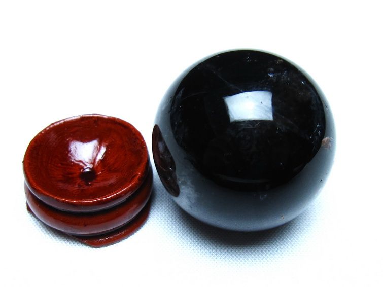モリオン 丸玉 黒水晶 丸玉 34mm スフィア 置物 原石 141-7515