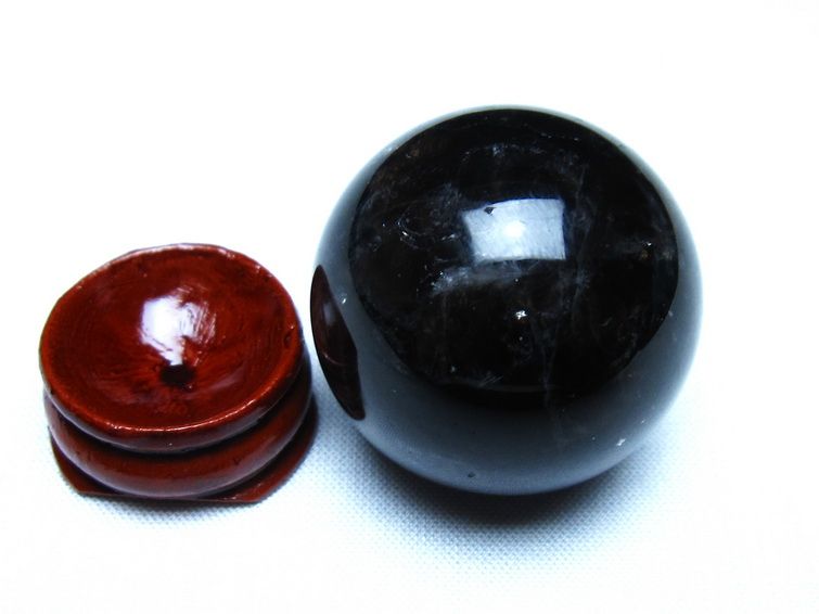 モリオン 丸玉 黒水晶 丸玉 34mm スフィア 置物 原石 141-7518