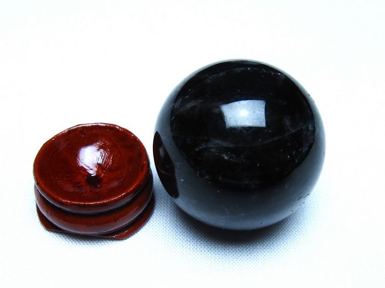 モリオン 丸玉 黒水晶 丸玉 34mm スフィア 置物 原石 141-7521