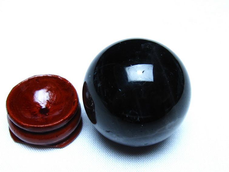 モリオン 丸玉 黒水晶 丸玉 34mm スフィア 置物 原石 141-7524