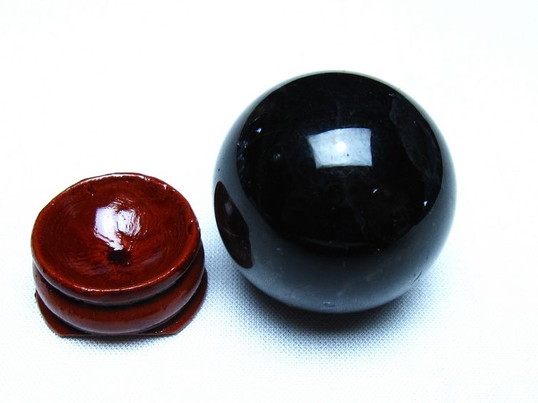 黒水晶 丸玉 モリオン 丸玉 34mm スフィア 置物 原石 141-7526