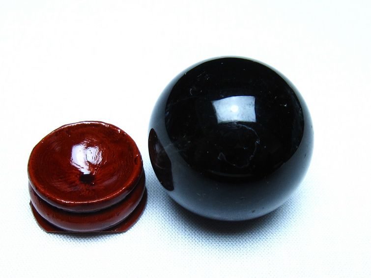 黒水晶 丸玉 モリオン 丸玉 34mm スフィア 置物 原石 141-7527 【sold out】
