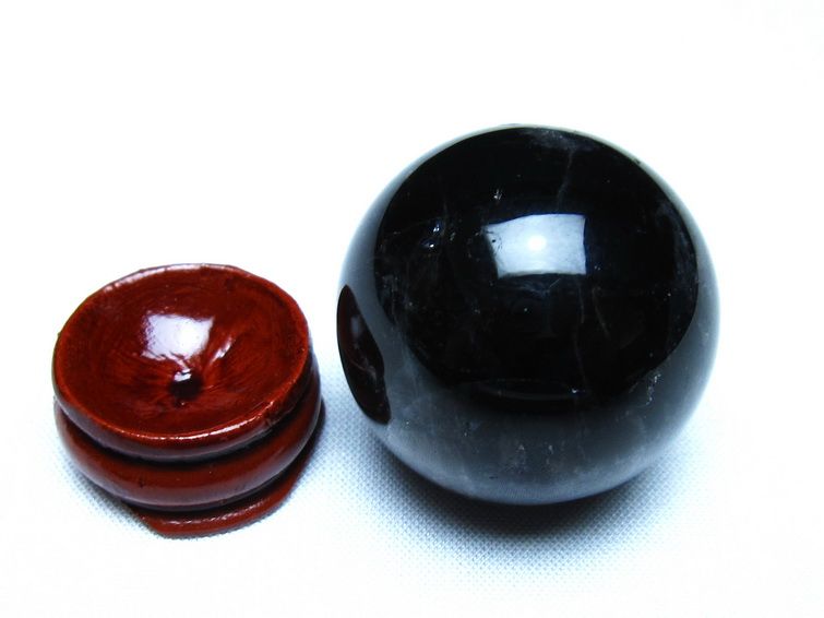 黒水晶 丸玉 モリオン 丸玉 34mm スフィア 置物 原石 141-7532