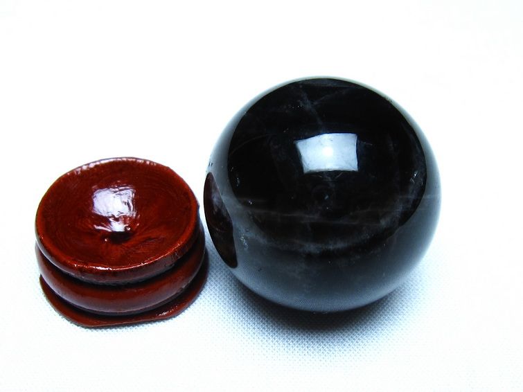 黒水晶 丸玉 モリオン 丸玉 33mm スフィア 置物 原石 141-7535