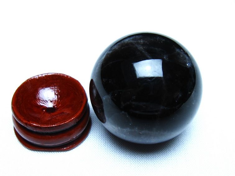 黒水晶 丸玉 モリオン 丸玉 34mm スフィア 置物 原石 141-7536