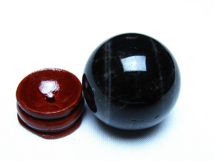 黒水晶 丸玉 モリオン 丸玉 34mm スフィア 置物 原石 141-7540