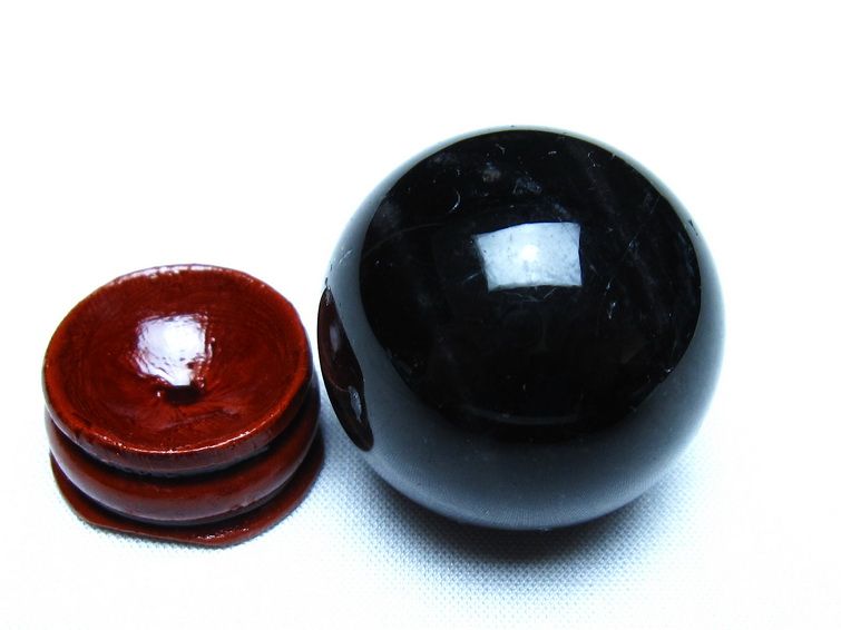黒水晶 丸玉 モリオン 丸玉 34mm スフィア 置物 原石 141-7542