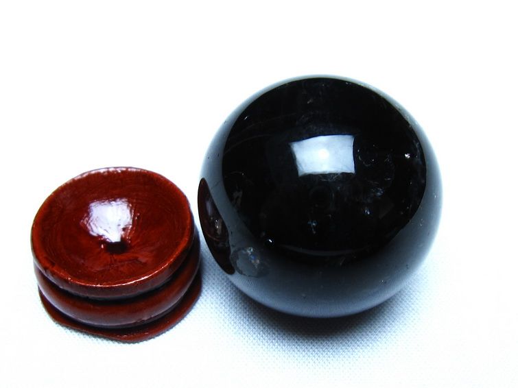 黒水晶 丸玉 モリオン 丸玉 34mm スフィア 置物 原石 141-7543