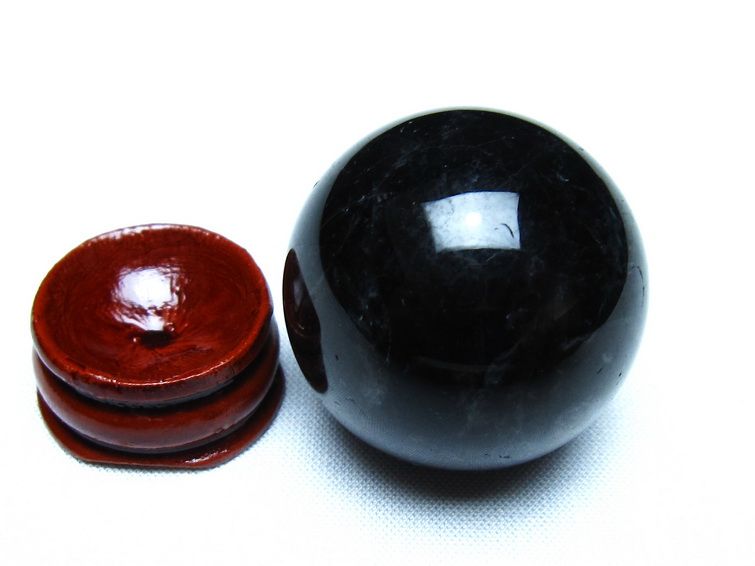 黒水晶 丸玉 モリオン 丸玉 34mm スフィア 置物 原石 141-7545