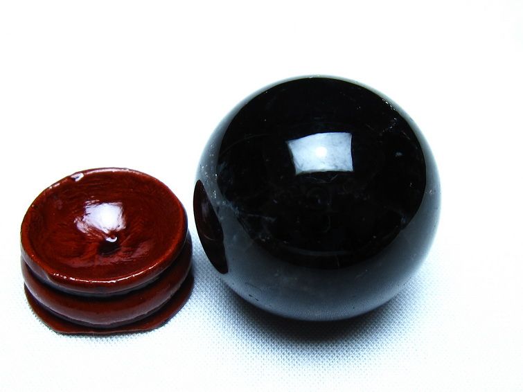 黒水晶 丸玉 モリオン 丸玉 34mm スフィア 置物 原石 141-7558