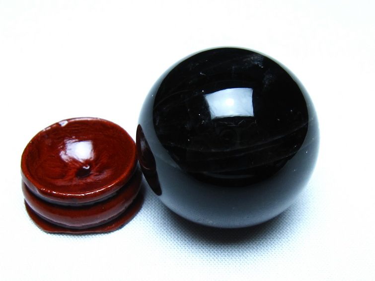 黒水晶 丸玉 モリオン 丸玉 35mm スフィア 置物 原石 141-7563 【sold out】