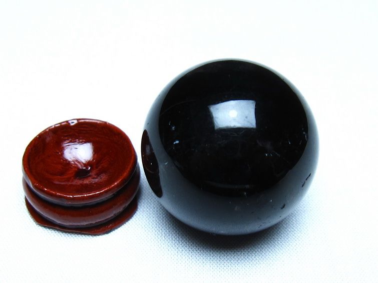 黒水晶 丸玉 モリオン 丸玉 35mm スフィア 置物 原石 141-7564