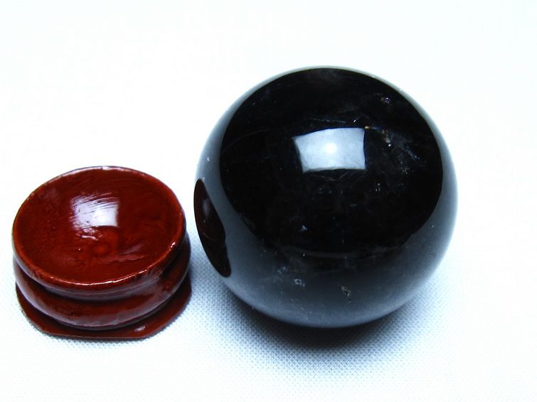 黒水晶 丸玉 モリオン 丸玉 35mm スフィア 置物 原石 141-7568