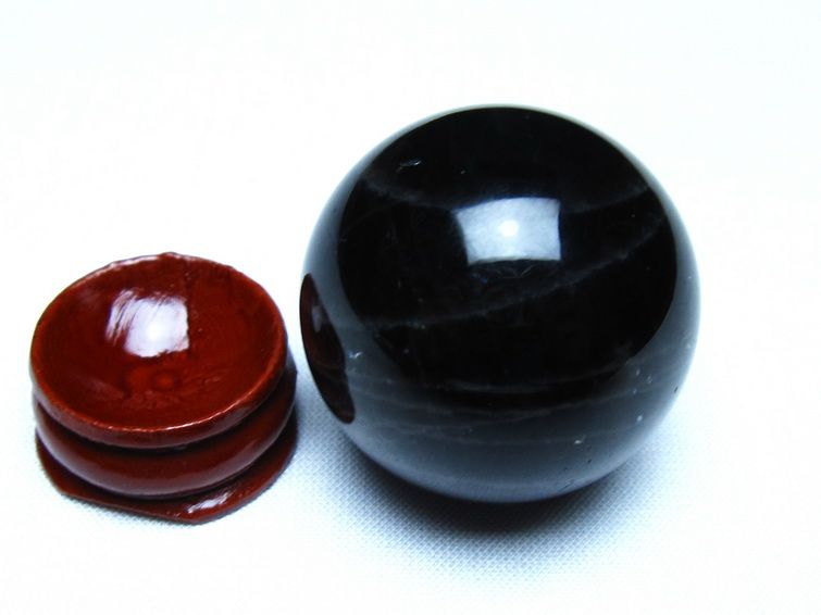 黒水晶 丸玉 モリオン 丸玉 36mm スフィア 置物 原石 141-7584
