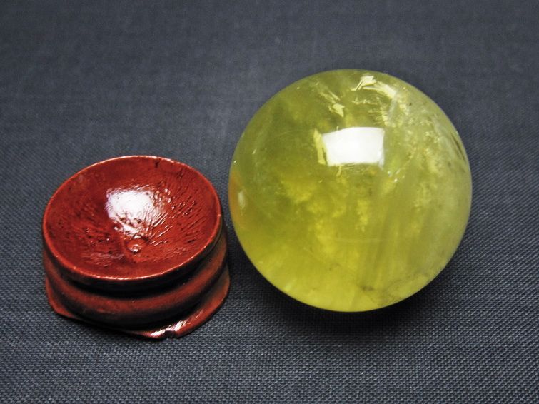 シトリン 丸玉 31mm シトリンクォーツ スフィア 置物 一点物 141-7831