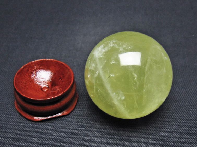 シトリン 丸玉 32mm シトリンクォーツ スフィア 置物 一点物 141-7842