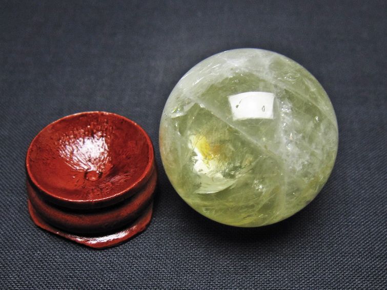 シトリン 丸玉 32mm シトリンクォーツ スフィア 置物 一点物 141-7845