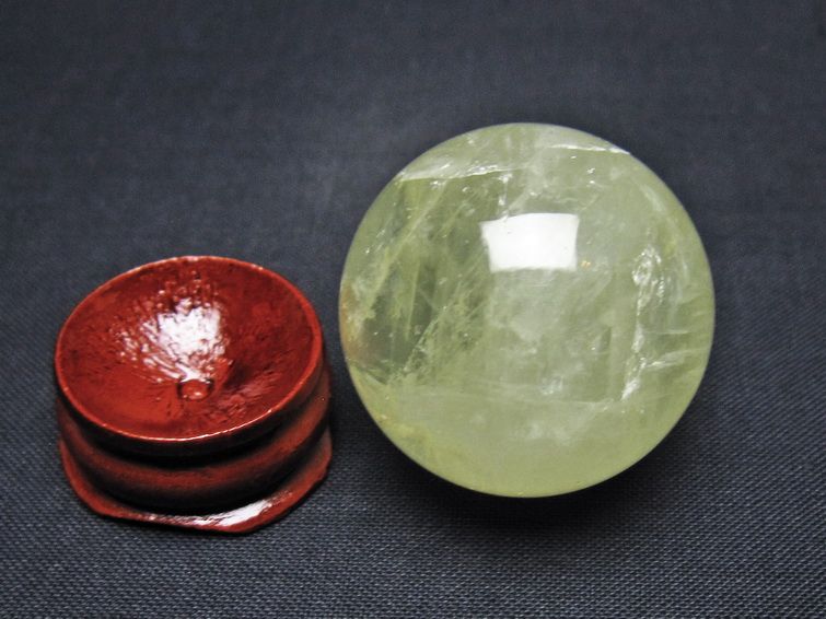 シトリン 丸玉 32mm シトリンクォーツ スフィア 置物 一点物 141-7847