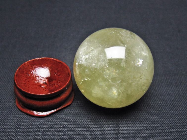 シトリン 丸玉 32mm シトリンクォーツ スフィア 置物 一点物 141-7853