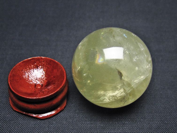 シトリン 丸玉 32mm シトリンクォーツ スフィア 置物 一点物 141-7855