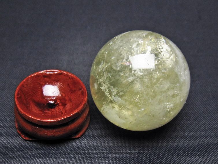 シトリン 丸玉 32mm シトリンクォーツ スフィア 置物 一点物 141-7856