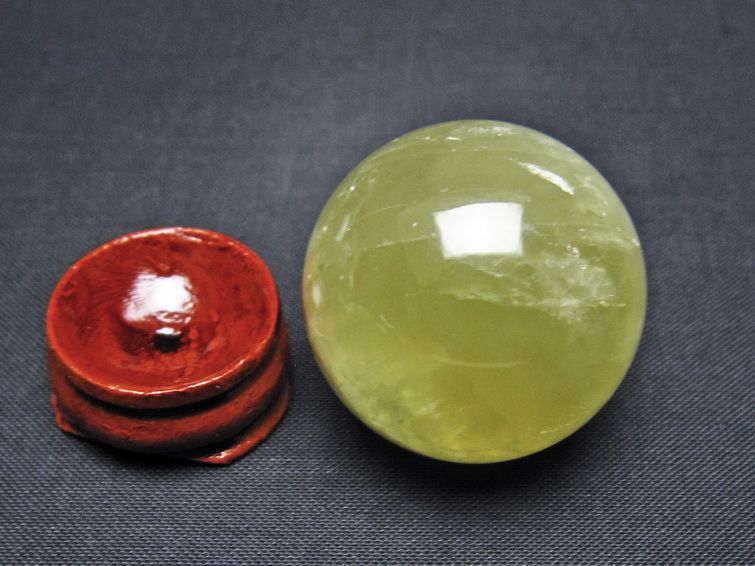シトリン 丸玉 32mm シトリンクォーツ スフィア 置物 一点物 141-7857