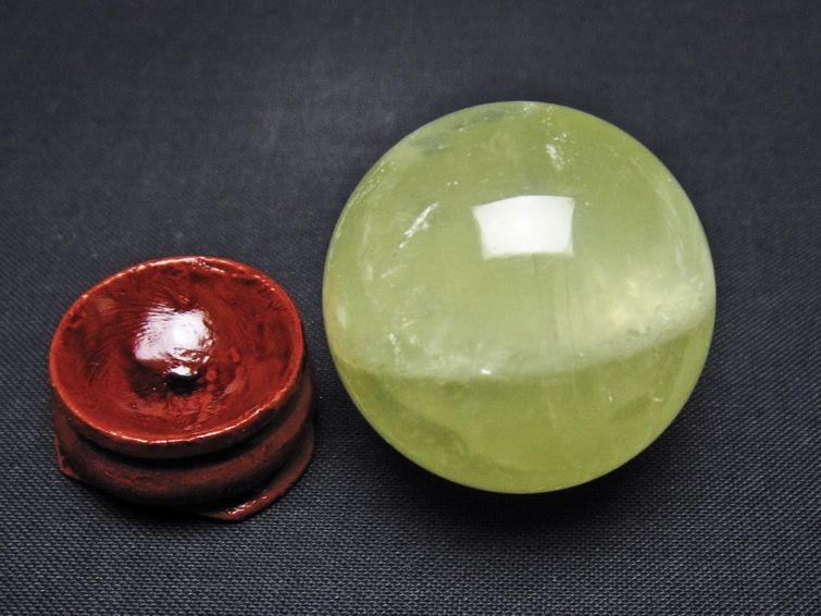 シトリン 丸玉 34mm シトリンクォーツ スフィア 置物 一点物 141-7872